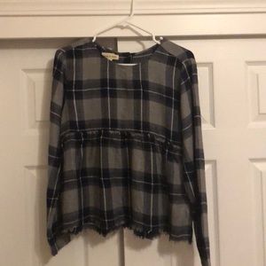 NWOT Anthropologie Cloth&Stone Tartan peplum top